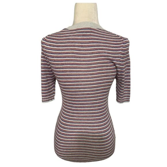 something navy new nordstrom red white blue striped short sleeve sweater small - Picture 2 of 8